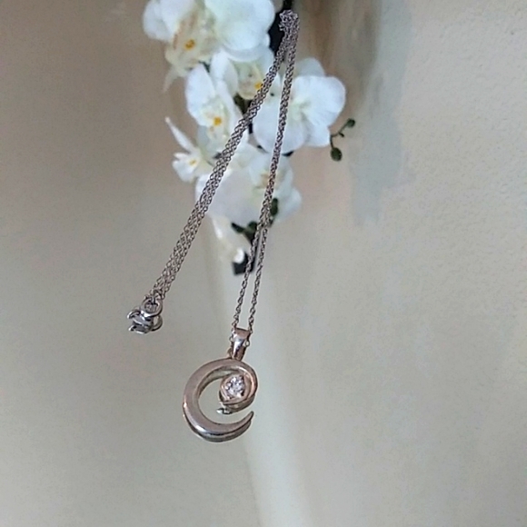 925 Sterling Silver Chain Necklace With Embellished C Initial Pendant - Picture 17 of 17